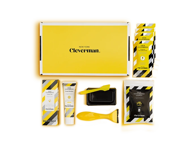 Cleverman Complete Beard Dye Kit—customized for the perfect beard color with professional tools: premium dye, gloves, cleanser, best application brush, and easy-to-follow instructions. Subscribe & Save for consistent beard color and exclusive savings