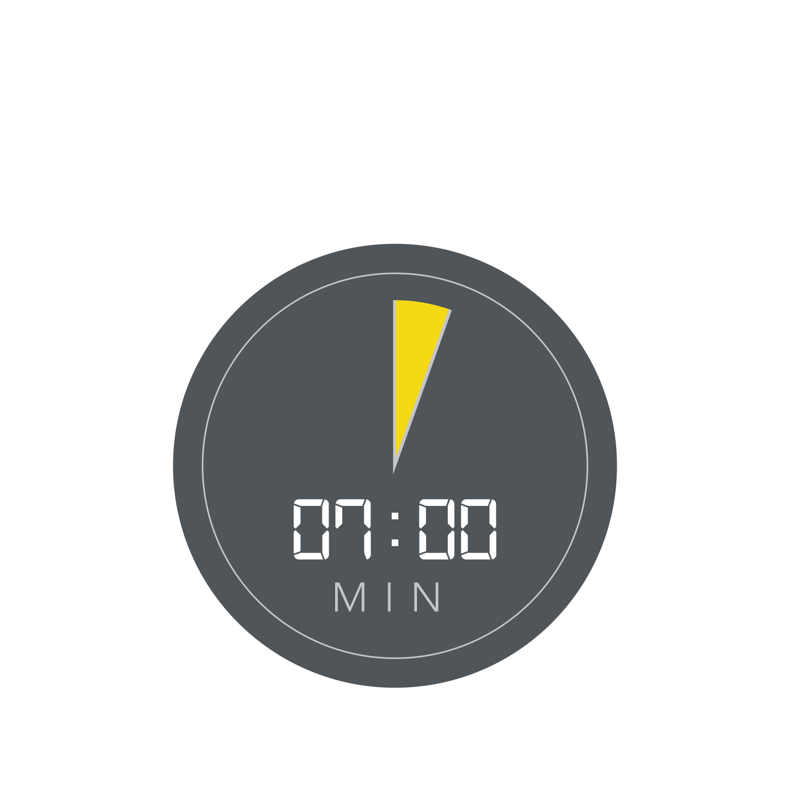 Stopwatch showing 7 minutes, representing Cleverman's fast-acting beard dye. Quick, mess-free application for long-lasting, natural-looking color.