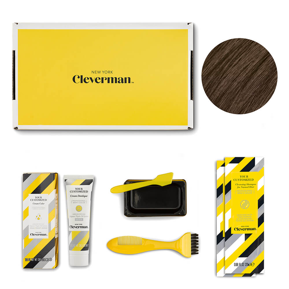 Cleverman Medium Brown Hair & Beard Dye – quick and effective gray coverage, 100% customizable