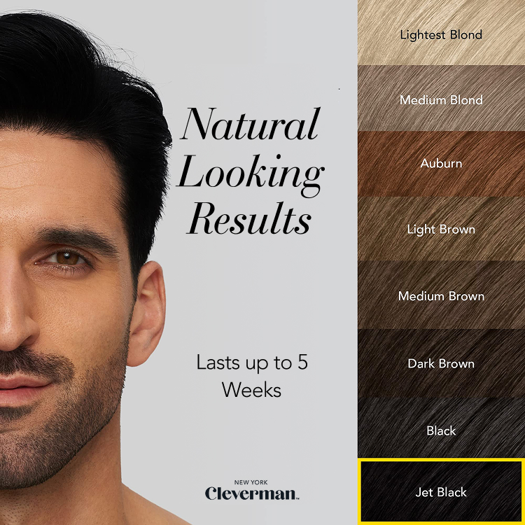 Cleverman Jet Black Hair & Beard Dye – salon-quality black color for men, smooth, even application with organic oils.