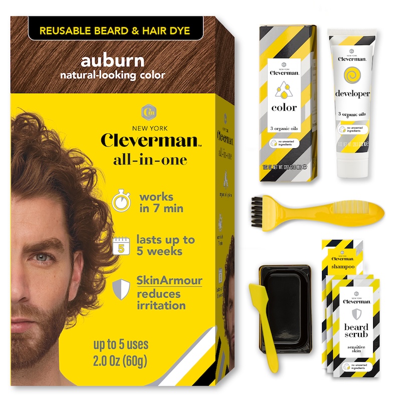 Cleverman Auburn Hair & Beard Dye – best choice for warm auburn tones, ammonia-free, long-lasting color